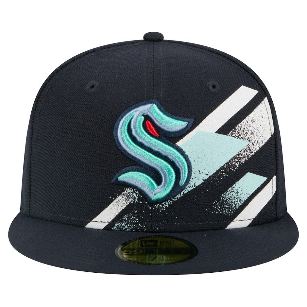 NHL Seattle Kraken New Era Faded Lines 59FIFTY Fitted Hat - Deep Sea Blue