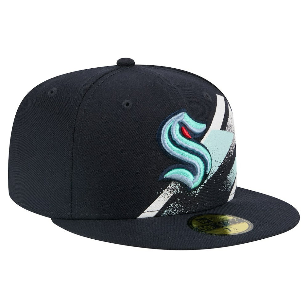 NHL Seattle Kraken New Era Faded Lines 59FIFTY Fitted Hat - Deep Sea Blue