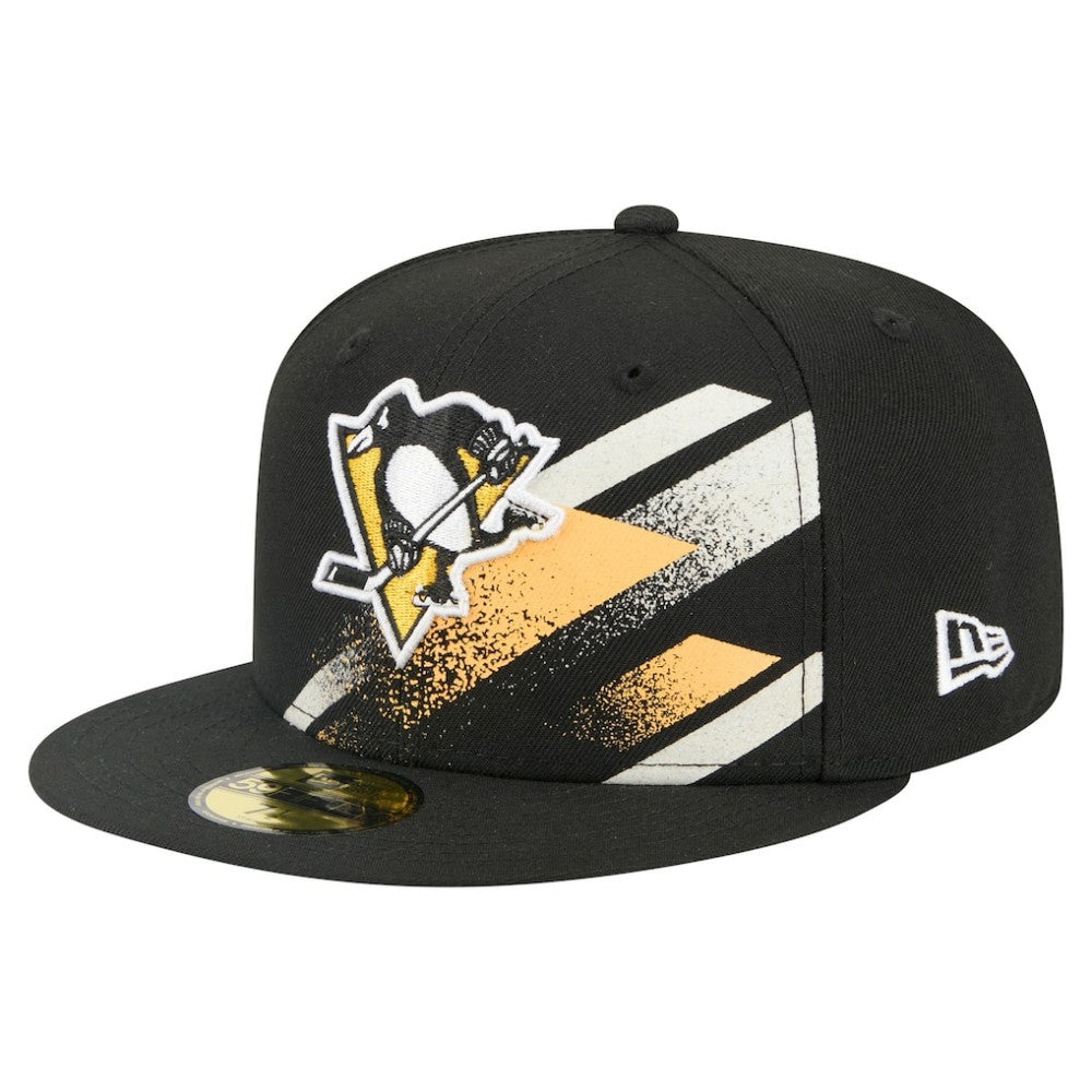 NHL Pittsburgh Penguins New Era Faded Lines 59FIFTY Fitted Hat - Black