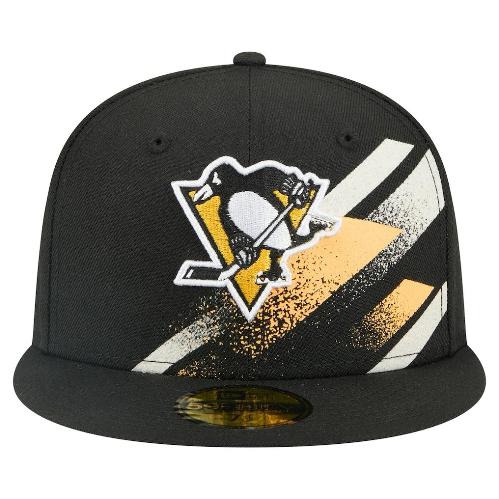 NHL Pittsburgh Penguins New Era Faded Lines 59FIFTY Fitted Hat - Black