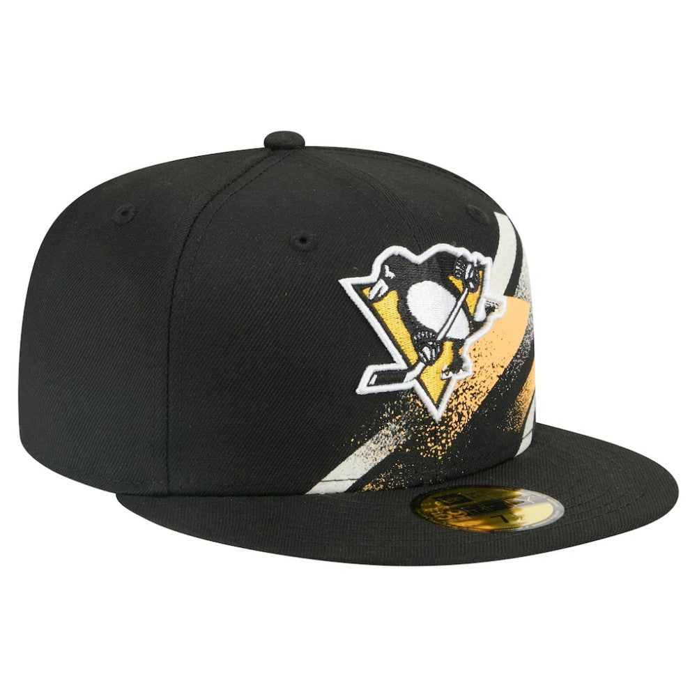 NHL Pittsburgh Penguins New Era Faded Lines 59FIFTY Fitted Hat - Black