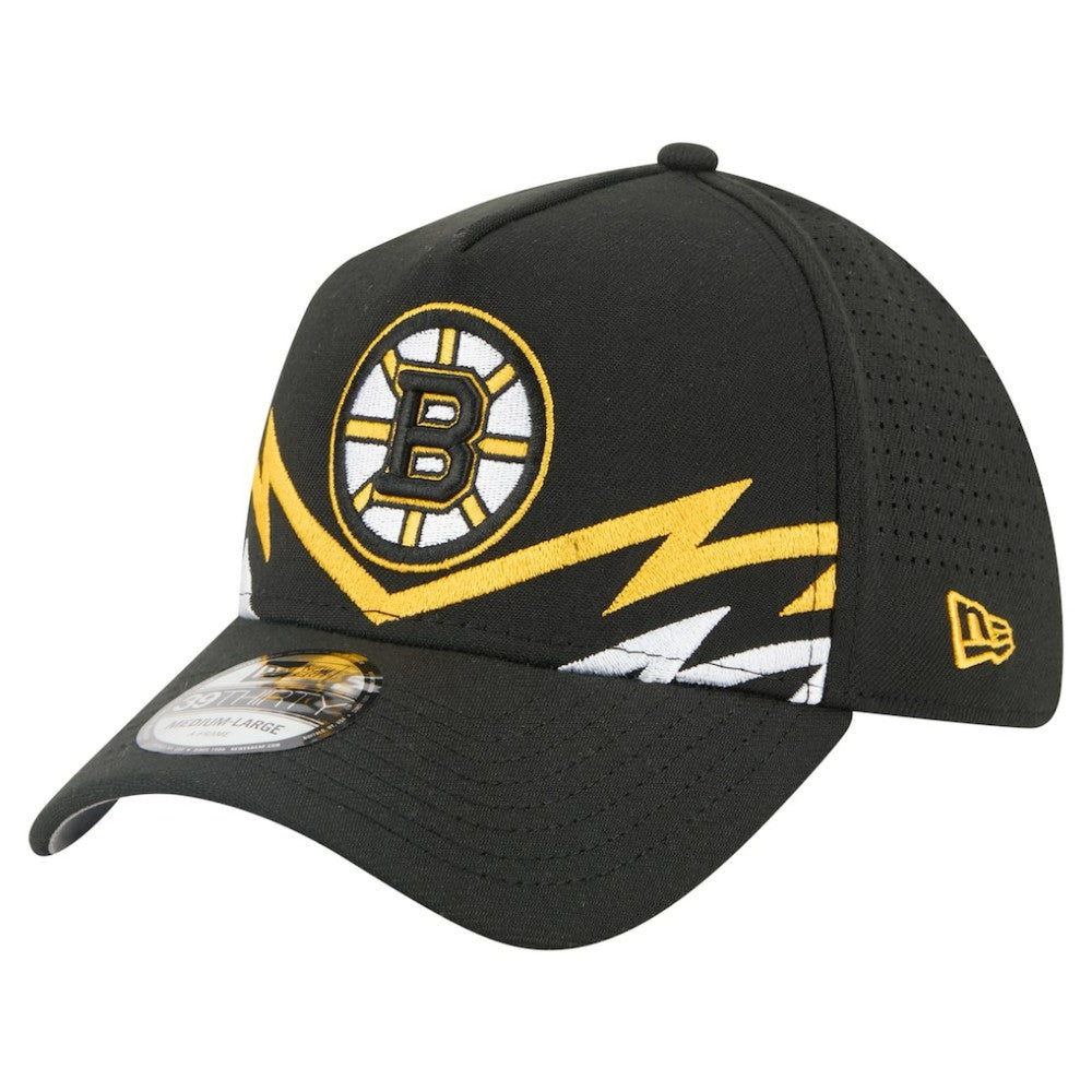 NHL Boston Bruins New Era 39THIRTY A-Frame Perforated Flex Hat - Black