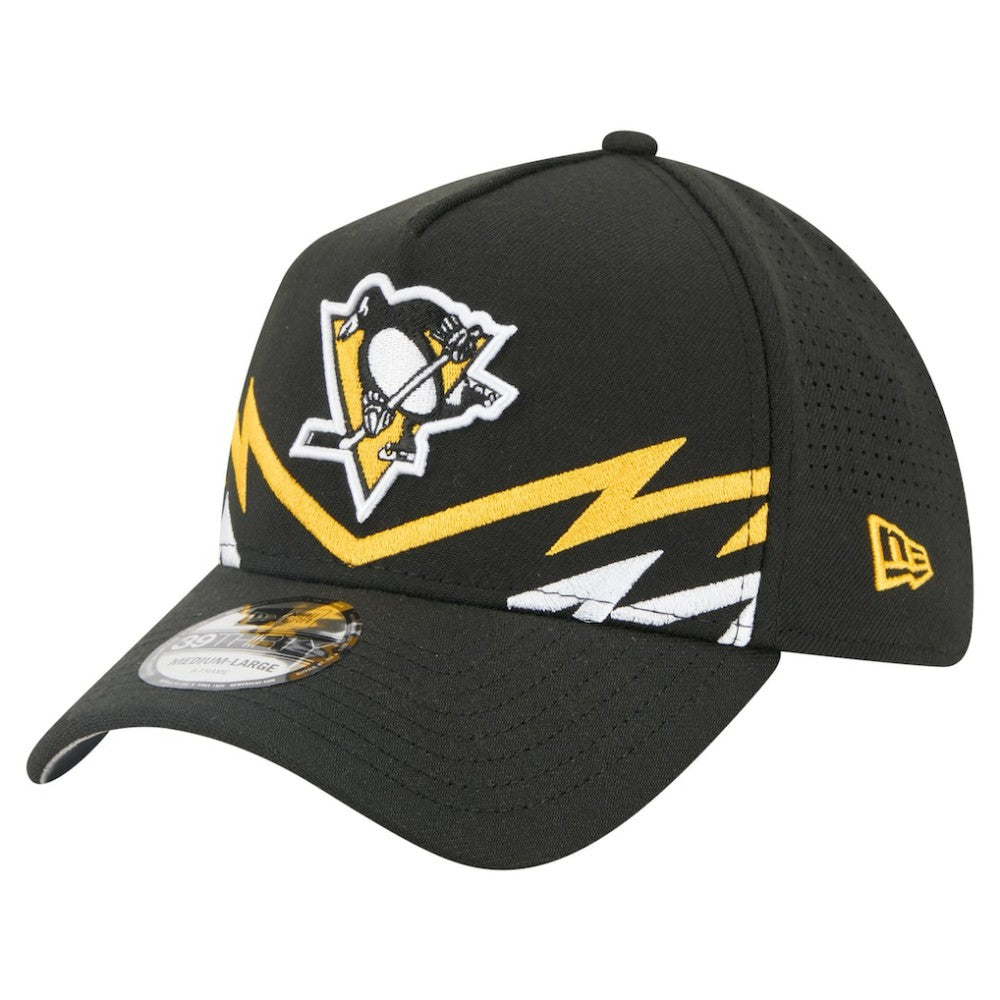 NHL Pittsburgh Penguins New Era 39THIRTY A-Frame Perforated Flex Hat - Black