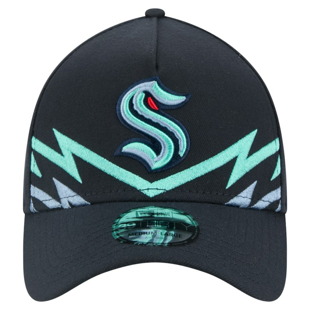 NHL Seattle Kraken New Era Zig Zag 39THIRTY A-Frame Perforated Flex Hat - Deep Sea Blue