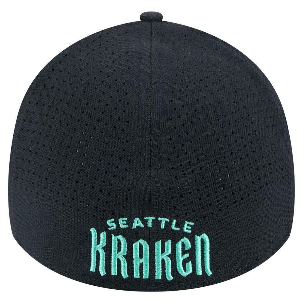NHL Seattle Kraken New Era Zig Zag 39THIRTY A-Frame Perforated Flex Hat - Deep Sea Blue