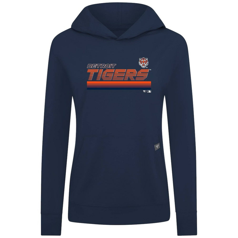 Detroit Tigers Levelwear Women's Relay Breaker Pullover Hoodie - Navy Hoodies