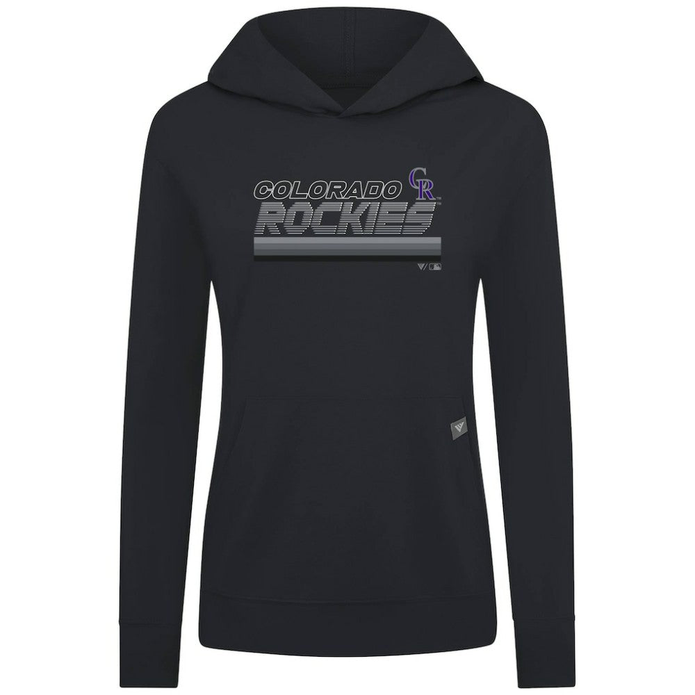 Colorado Rockies Levelwear Women's Relay Breaker Pullover Hoodie - Black Hoodies