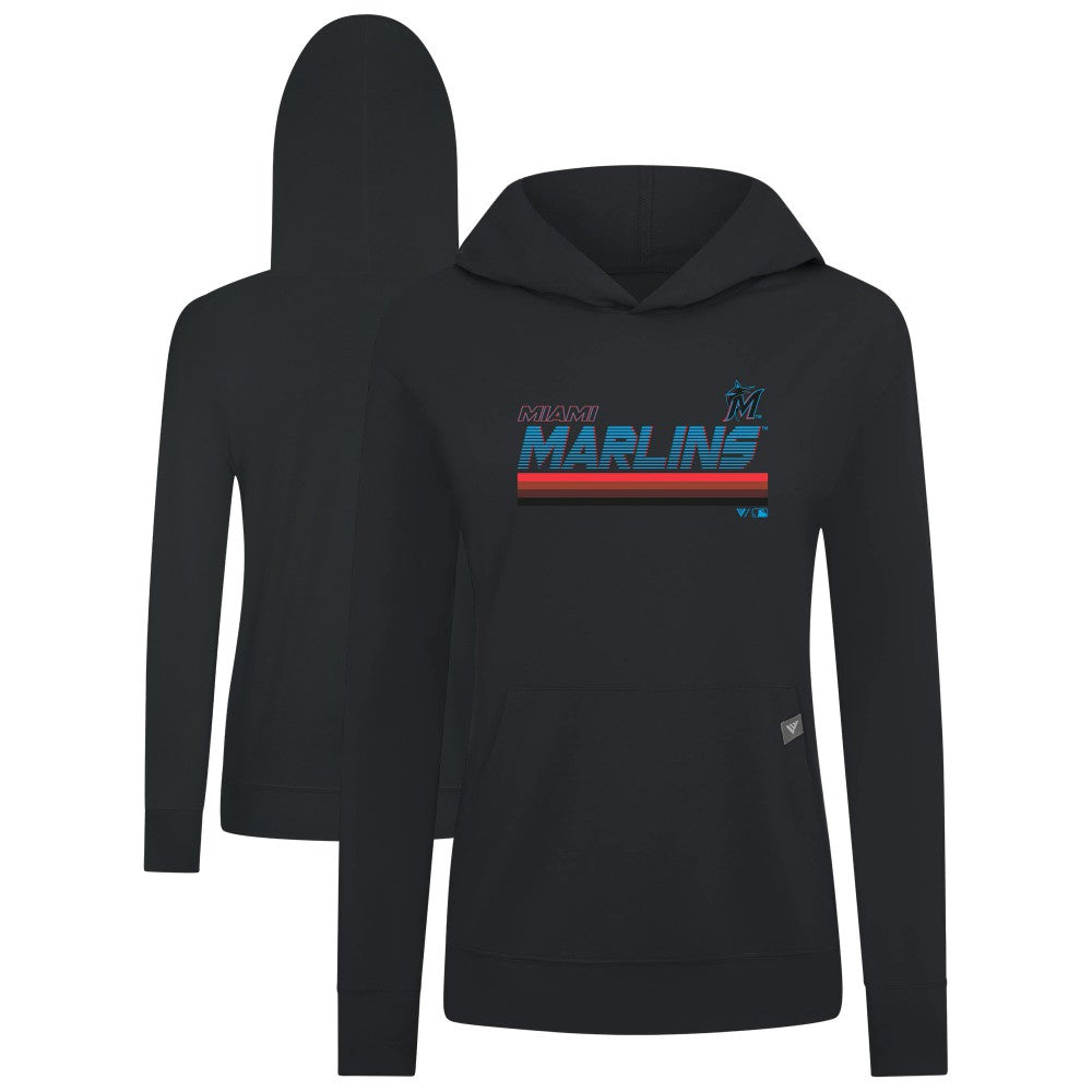 Miami Marlins Levelwear Women's Relay Breaker Pullover Hoodie - Black Hoodies