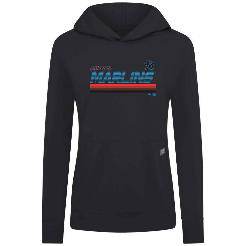 Miami Marlins Levelwear Women's Relay Breaker Pullover Hoodie - Black Hoodies