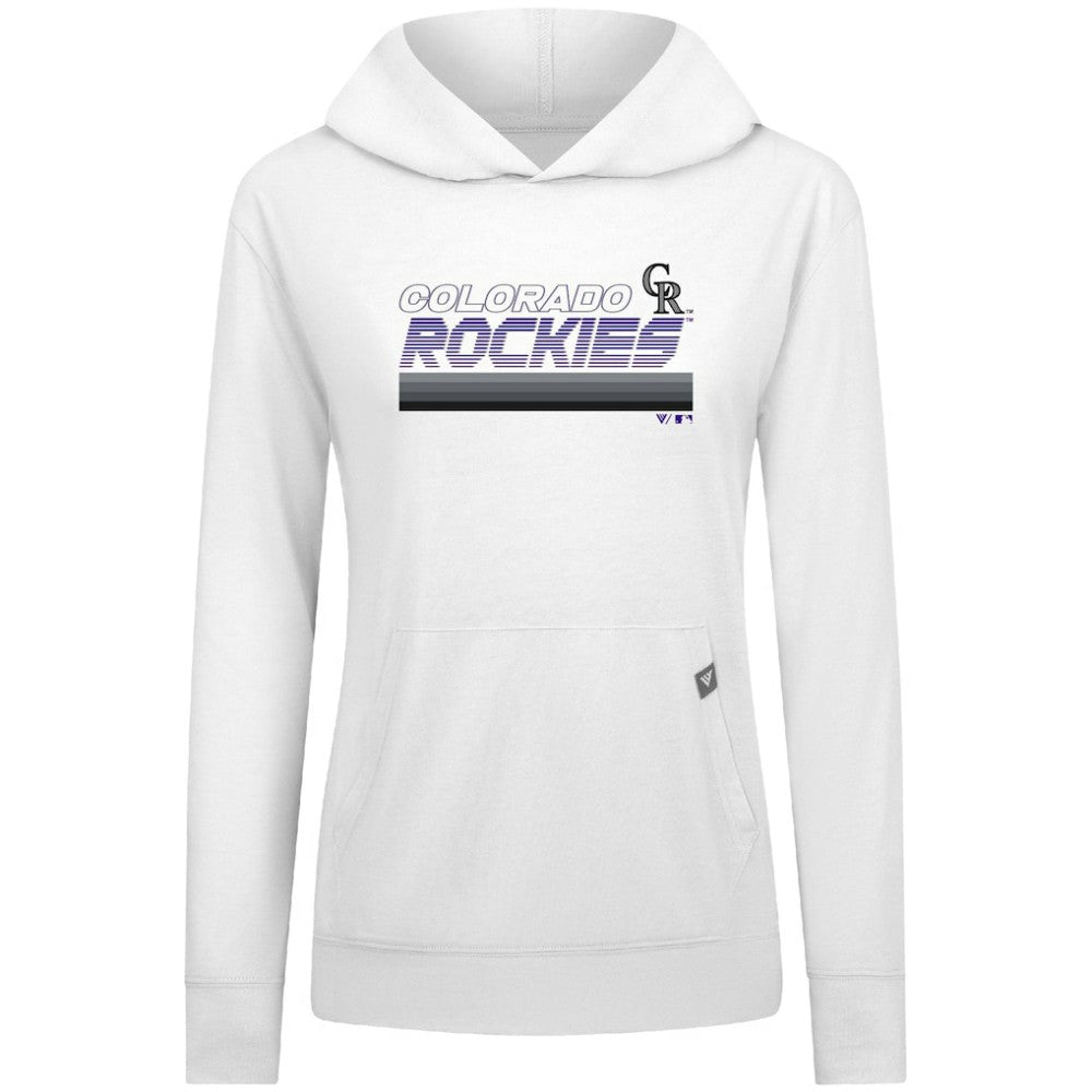 Colorado Rockies Levelwear Women's Relay Breaker Pullover Hoodie - White Hoodies