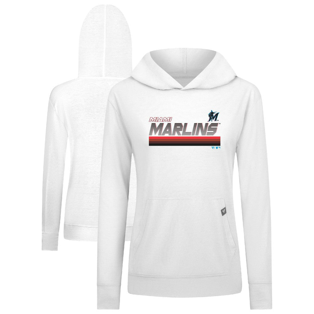 Miami Marlins Levelwear Women's Relay Breaker Pullover Hoodie - White Hoodies
