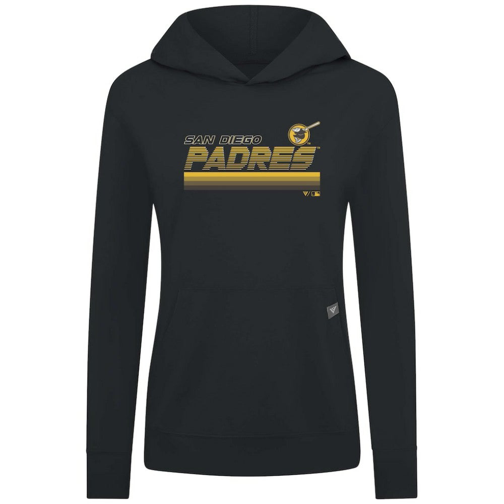 San Diego Padres Levelwear Women's Relay Breaker Pullover Hoodie - Black Hoodies