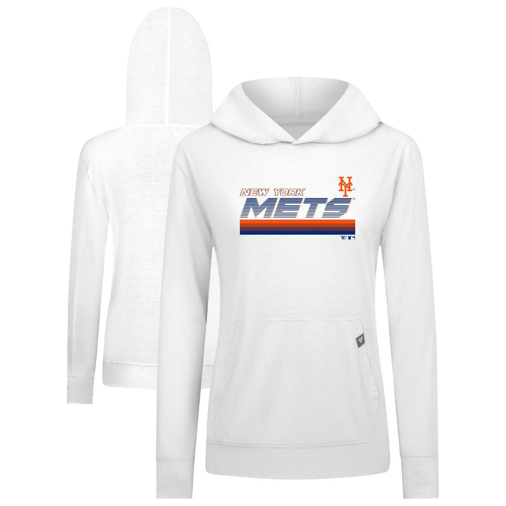 New York Mets Levelwear Women's Relay Breaker Pullover Hoodie - White Hoodies