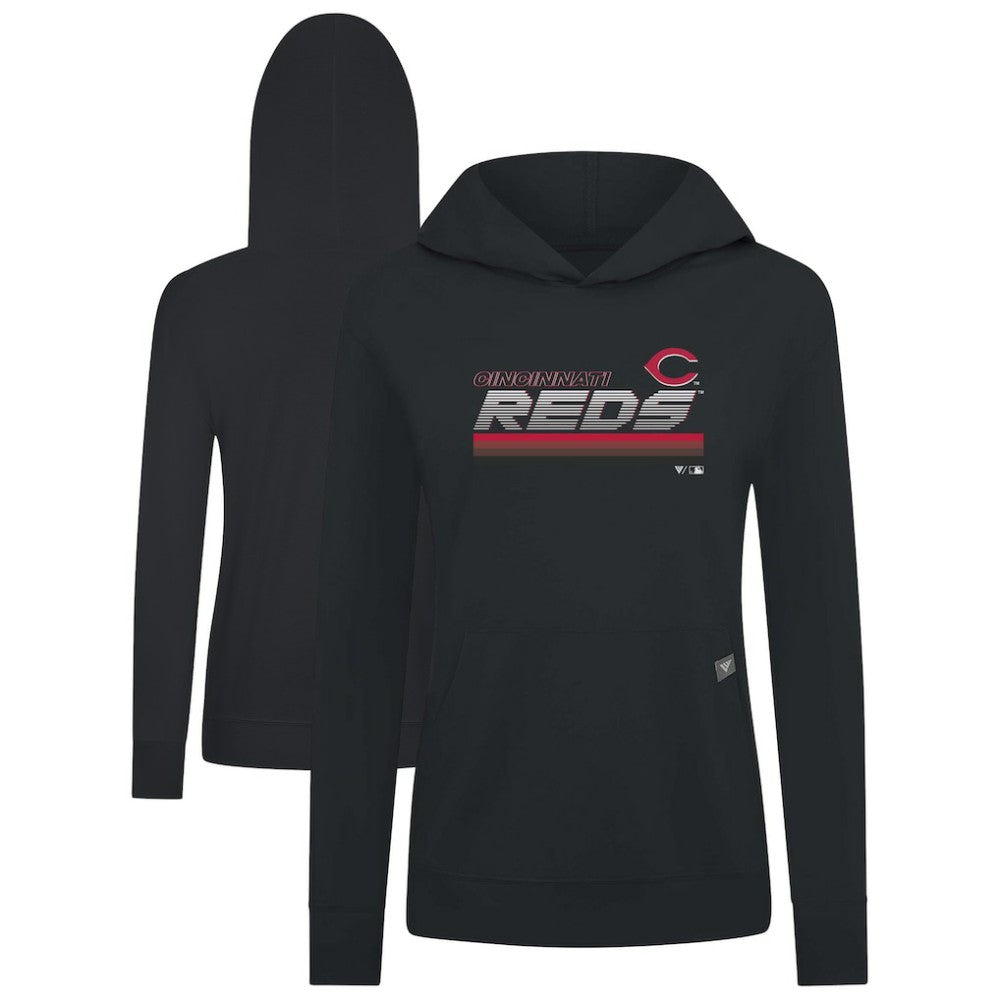 Cincinnati Reds Levelwear Women's Relay Breaker Pullover Hoodie - Black Hoodies