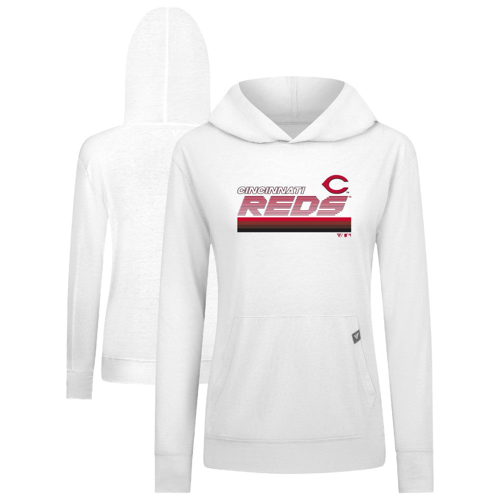Cincinnati Reds Levelwear Women's Relay Breaker Pullover Hoodie - White Hoodies