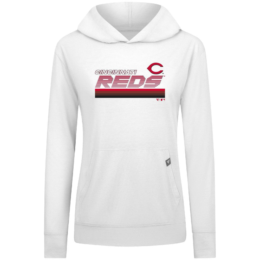Cincinnati Reds Levelwear Women's Relay Breaker Pullover Hoodie - White Hoodies