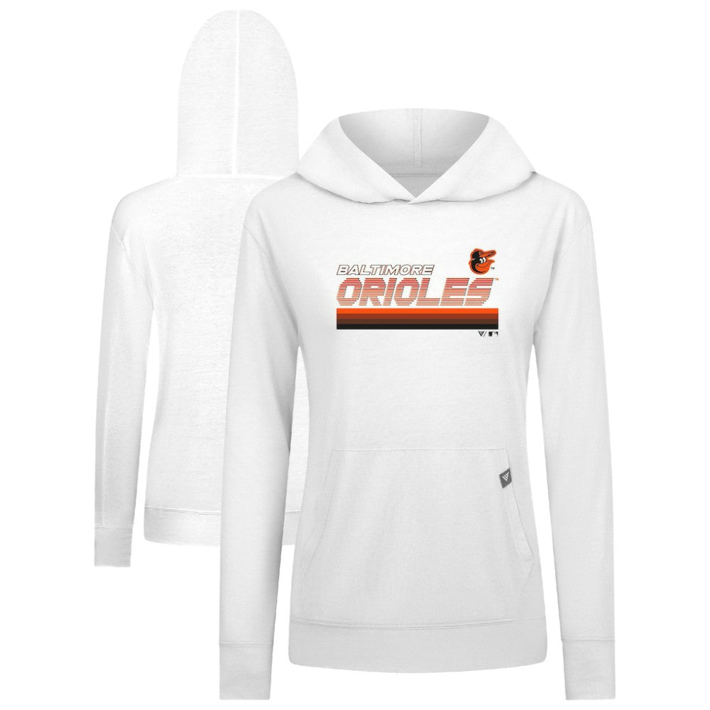 Baltimore Orioles Levelwear Women's Relay Breaker Pullover Hoodie - White Hoodies
