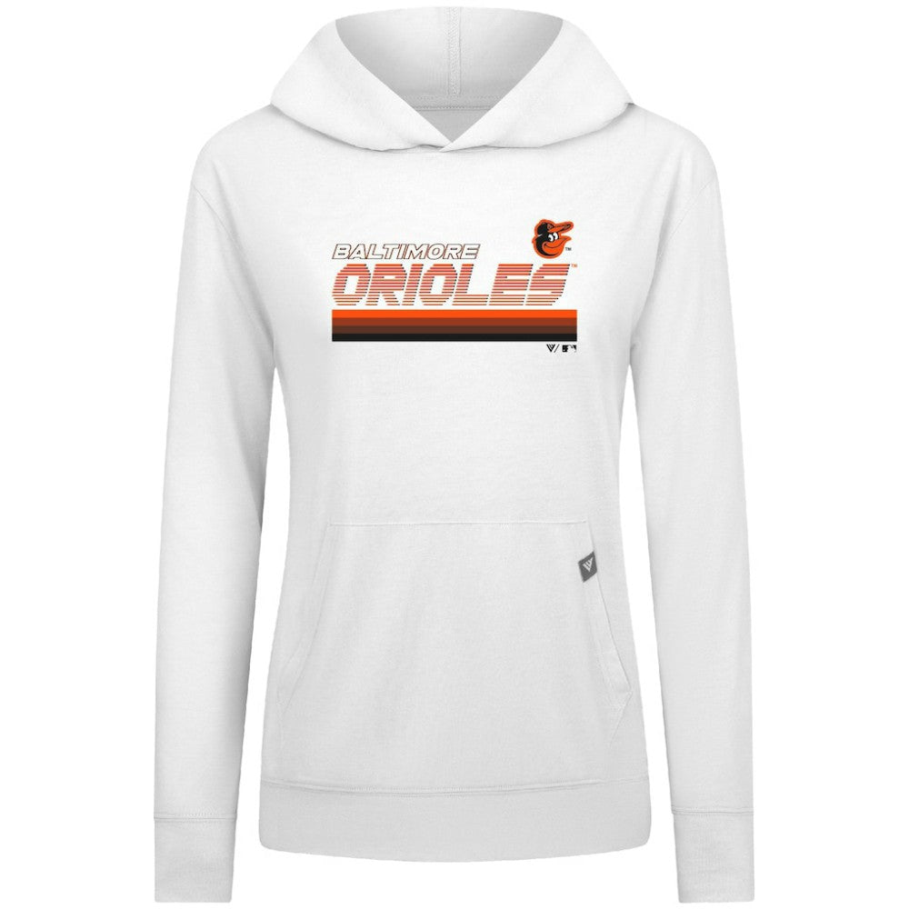 Baltimore Orioles Levelwear Women's Relay Breaker Pullover Hoodie - White Hoodies