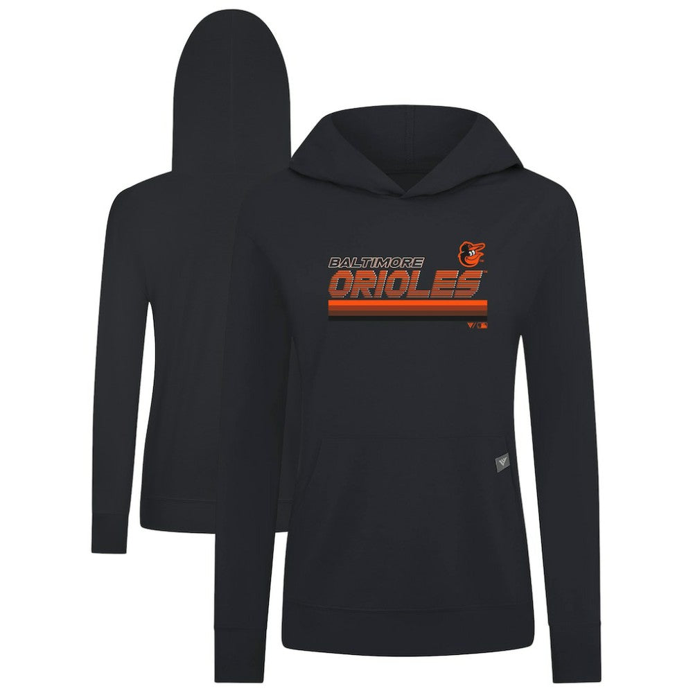 Baltimore Orioles Levelwear Women's Relay Breaker Pullover Hoodie - Black Hoodies