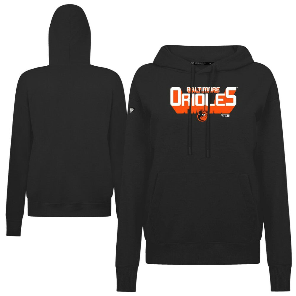 Baltimore Orioles Levelwear Women's Adorn Retro 3D Pullover Hoodie - Black Hoodies
