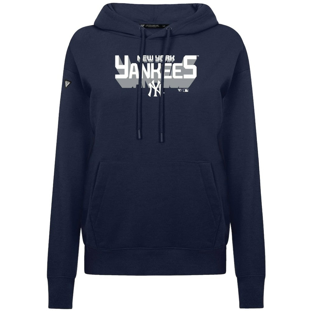 New York Yankees Levelwear Women's Adorn Retro 3D Pullover Hoodie - Navy Hoodies