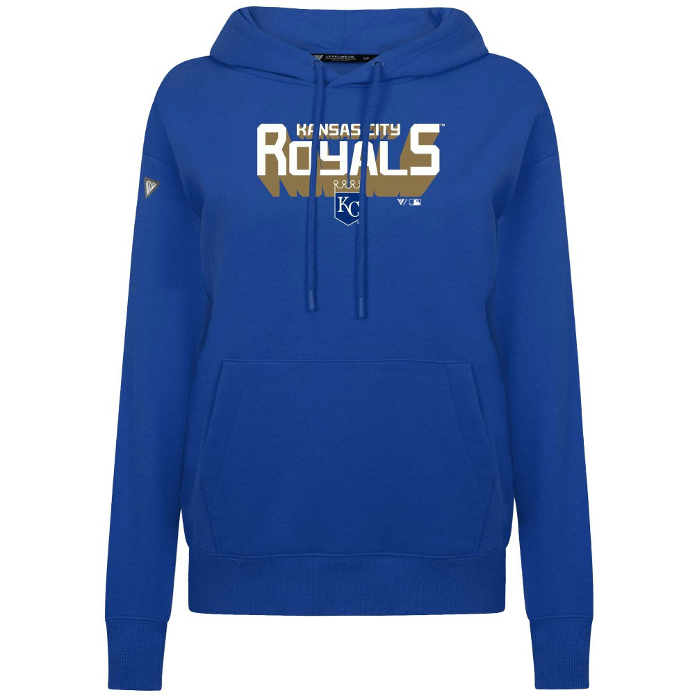 Kansas City Royals Levelwear Women's Adorn Retro 3D Pullover Hoodie - Royal Hoodies