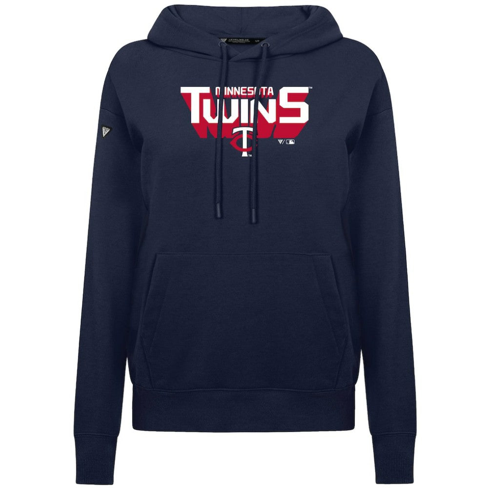 Minnesota Twins Levelwear Women's Adorn Retro 3D Pullover Hoodie - Navy Hoodies