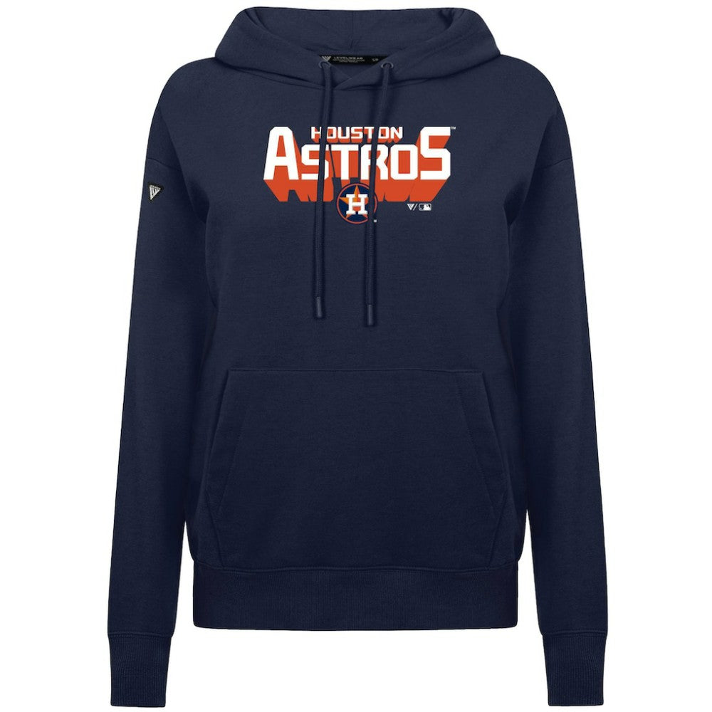 Houston Astros Levelwear Women's Adorn Retro 3D Pullover Hoodie - Navy Hoodies