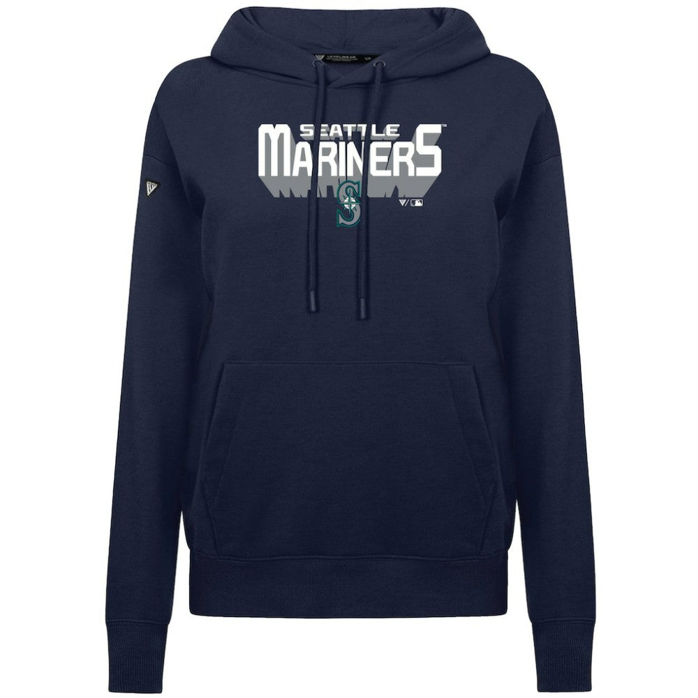 Seattle Mariners Levelwear Women's Adorn Retro 3D Pullover Hoodie - Navy Hoodies