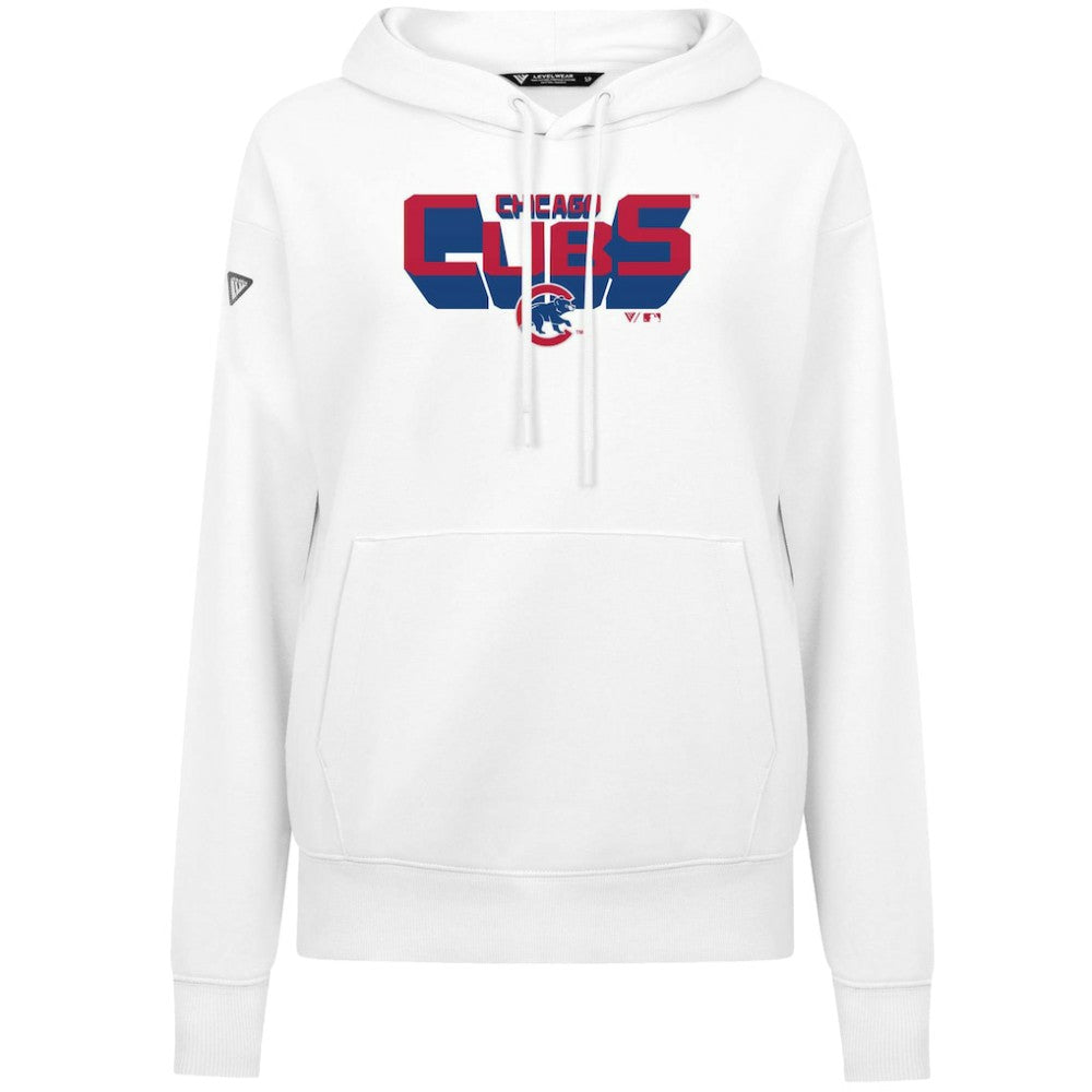 Chicago Cubs Levelwear Women's Adorn Retro 3D Pullover Hoodie - White Hoodies