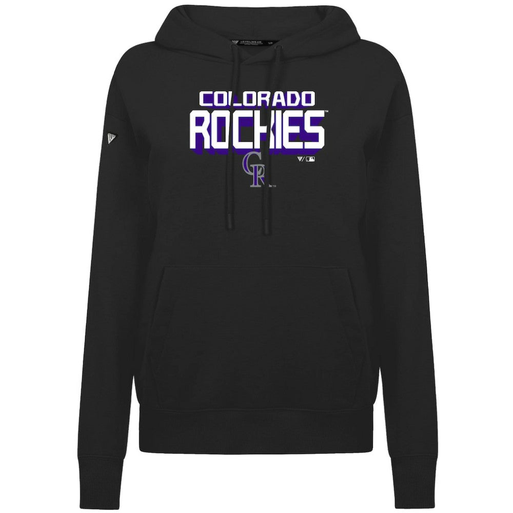 Colorado Rockies Levelwear Women's Adorn Retro 3D Pullover Hoodie - Black Hoodies