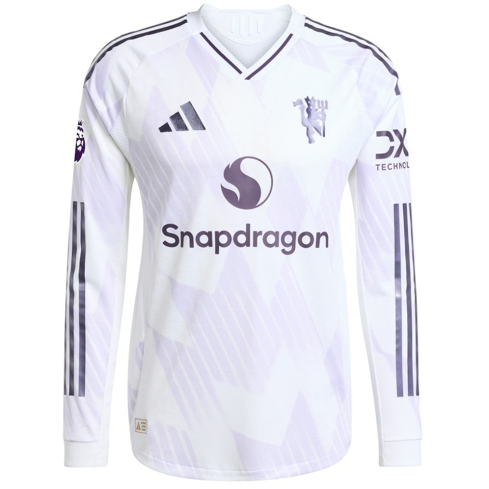 Manchester United 2025/26 Away Long Sleeve Custom Jersey White