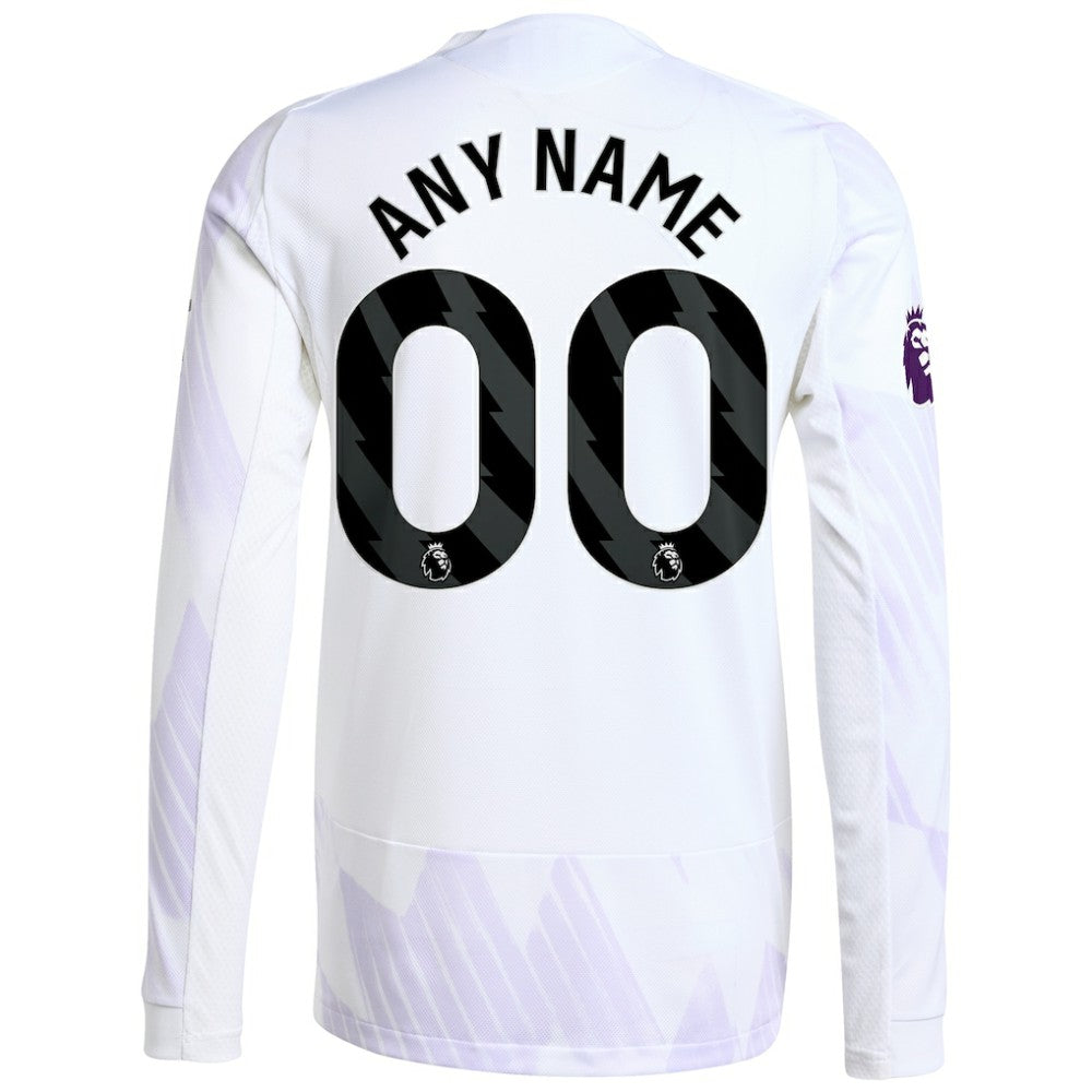 Manchester United 2025/26 Away Long Sleeve Custom Jersey White