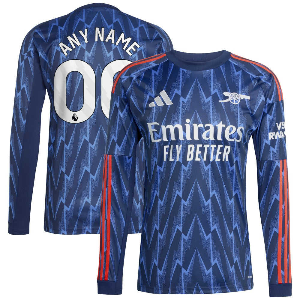 Arsenal 2025/26 Away Replica Long Sleeve Custom Jersey Blue