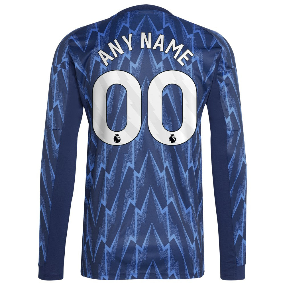 Arsenal 2025/26 Away Replica Long Sleeve Custom Jersey Blue