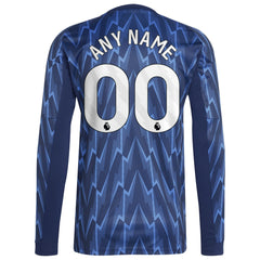 Arsenal 2025/26 Away Replica Long Sleeve Custom Jersey Blue