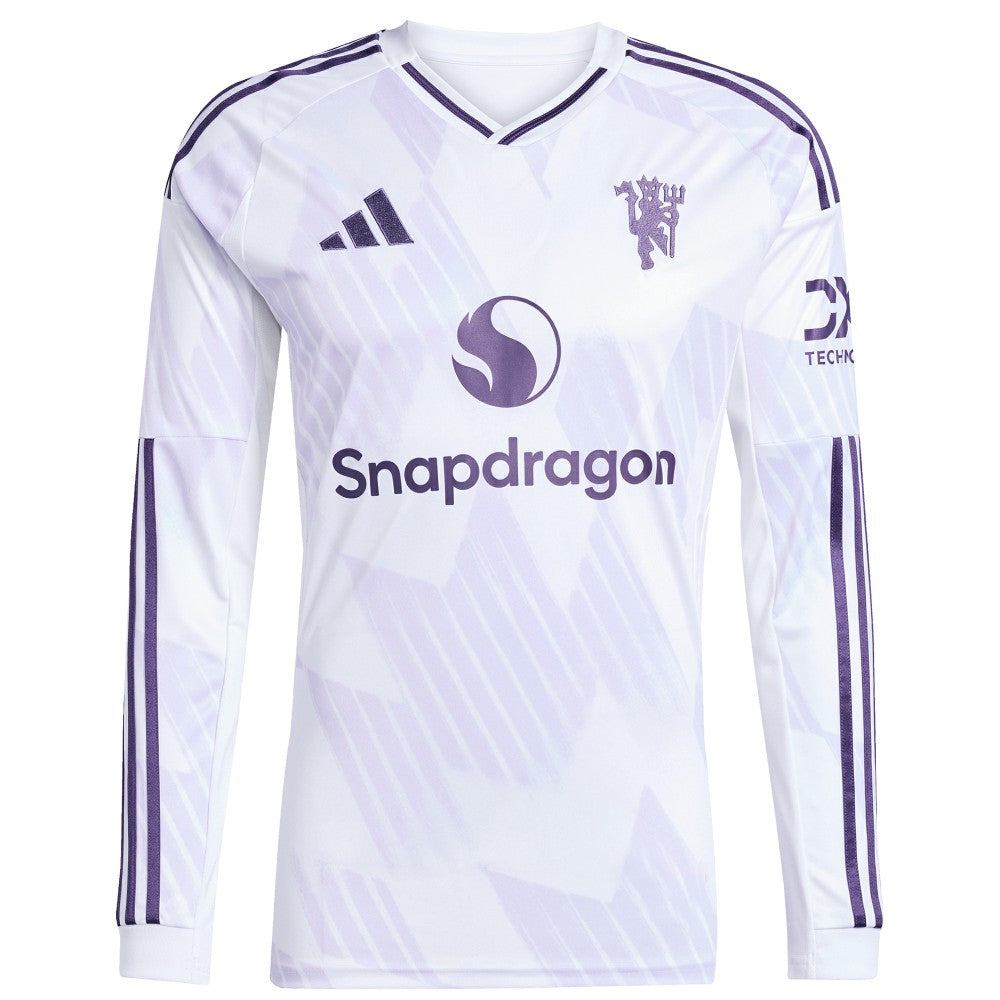 Manchester United 2025/26 Away Replica Long Sleeve Custom Jersey White