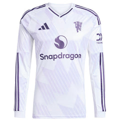 Manchester United 2025/26 Away Replica Long Sleeve Custom Jersey White
