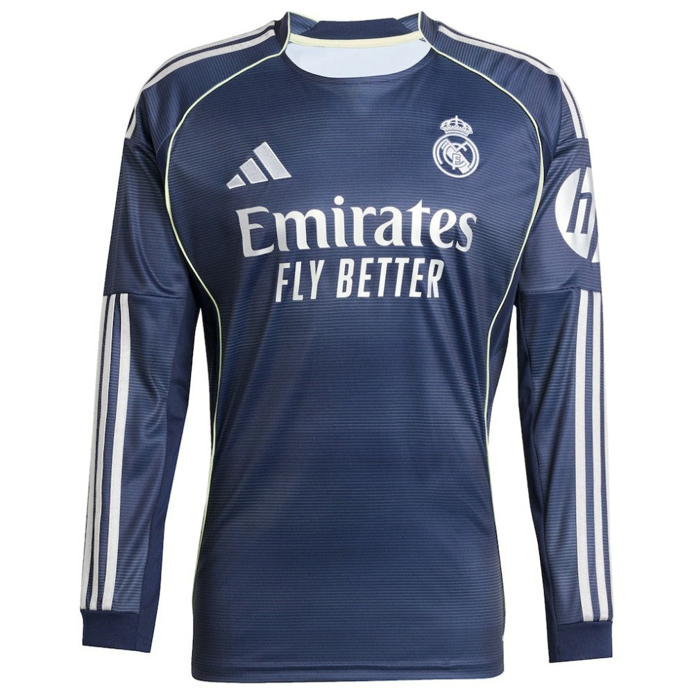 Real Madrid 2025/26 Away Long Sleeve Replica Custom Jersey Blue shop