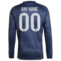Real Madrid 2025/26 Away Long Sleeve Replica Custom Jersey Blue shop