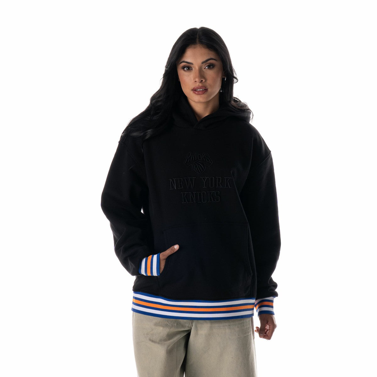 New York Knicks The Wild Collective Unisex Custom Rib Tonal Premium Hoodie Black