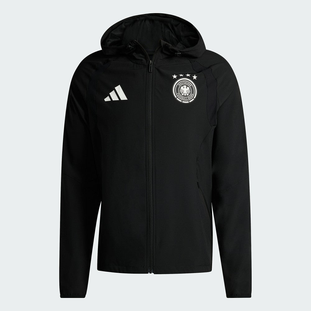 Germany National Team FIFA x World Cup 2026 Tiro Travel Raglan Full-Zip Windbreaker Hoodie Black