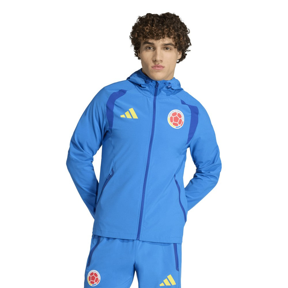 Colombia National Team FIFA x World Cup 2026 Tiro Travel Raglan Full-Zip Windbreaker Hoodie Blue