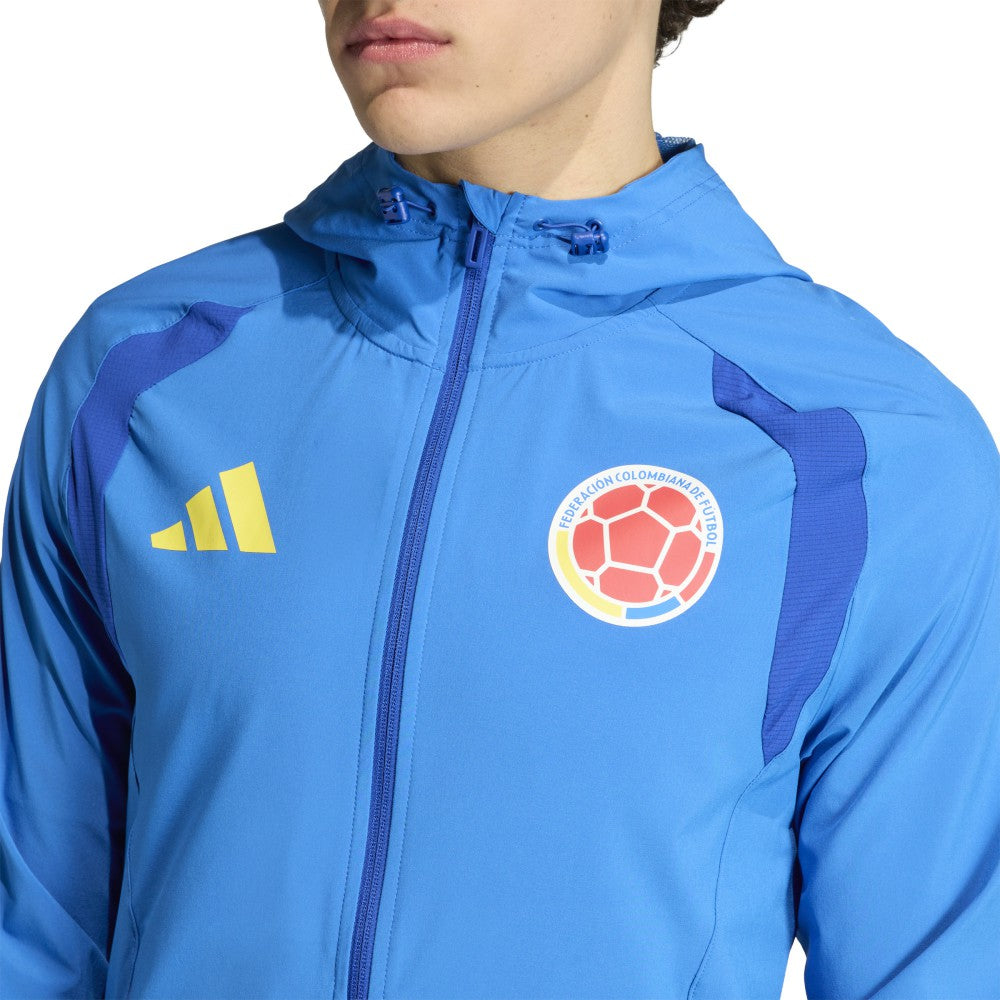Colombia National Team FIFA x World Cup 2026 Tiro Travel Raglan Full-Zip Windbreaker Hoodie Blue