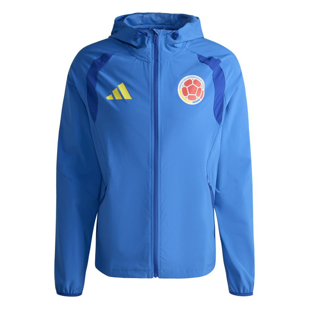 Colombia National Team FIFA x World Cup 2026 Tiro Travel Raglan Full-Zip Windbreaker Hoodie Blue