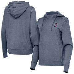 Los Angeles Angels Antigua Women's Justice Stars and Stripes Team Logo Pullover Hoodie - Heather Navy Hoodies