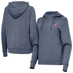 Miami Marlins Antigua Women's Justice Stars and Stripes Team Logo Pullover Hoodie - Heather Navy Hoodies