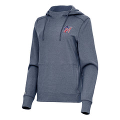 Miami Marlins Antigua Women's Justice Stars and Stripes Team Logo Pullover Hoodie - Heather Navy Hoodies