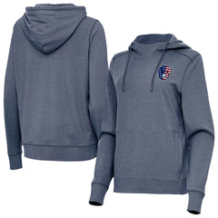 Milwaukee Brewers Antigua Women's Justice Stars and Stripes Team Logo Pullover Hoodie - Heather Navy Hoodies