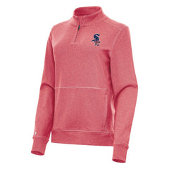 Chicago White Sox Antigua Women's Crush Stars and Stripes Team Logo Quarter-Zip Pullover Top - Heather Red Pullover
